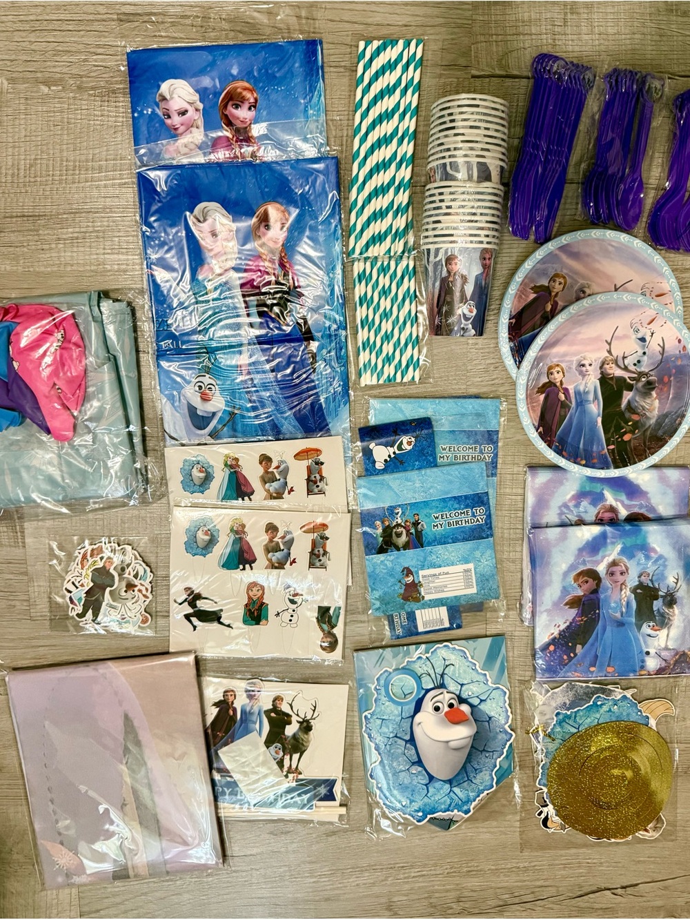 Frozen-Themed Blue Party Supplies Kit - Anna & Elsa
